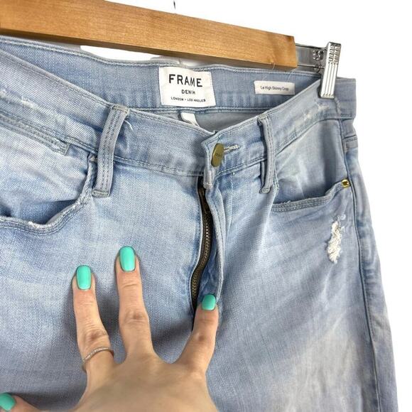 FRAME Le High Skinny Crop Stretch Light Wash Denim Jeans in Hepburn Road SZ 28 - Picture 4 of 12
